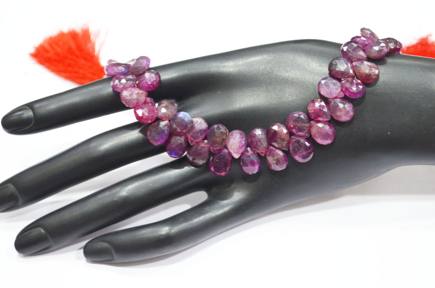 Ruby Color Coated Labradorite Pear Shape Beads , 7 Inches , 7.50x9 - 8x11 mm , 32262