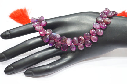 Ruby Color Coated Labradorite Pear Shape Beads , 7 Inches , 7.50x9 - 8x11 mm , 32262