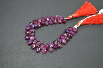 Ruby Color Coated Labradorite Pear Shape Beads , 7 Inches , 7.50x9 - 8x11 mm , 32262