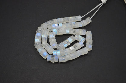 Natural Rainbow Moonstone Bolts Shape Beads , Sold By Strand , 18 Inches , 7.50 - 9 mm , 32271