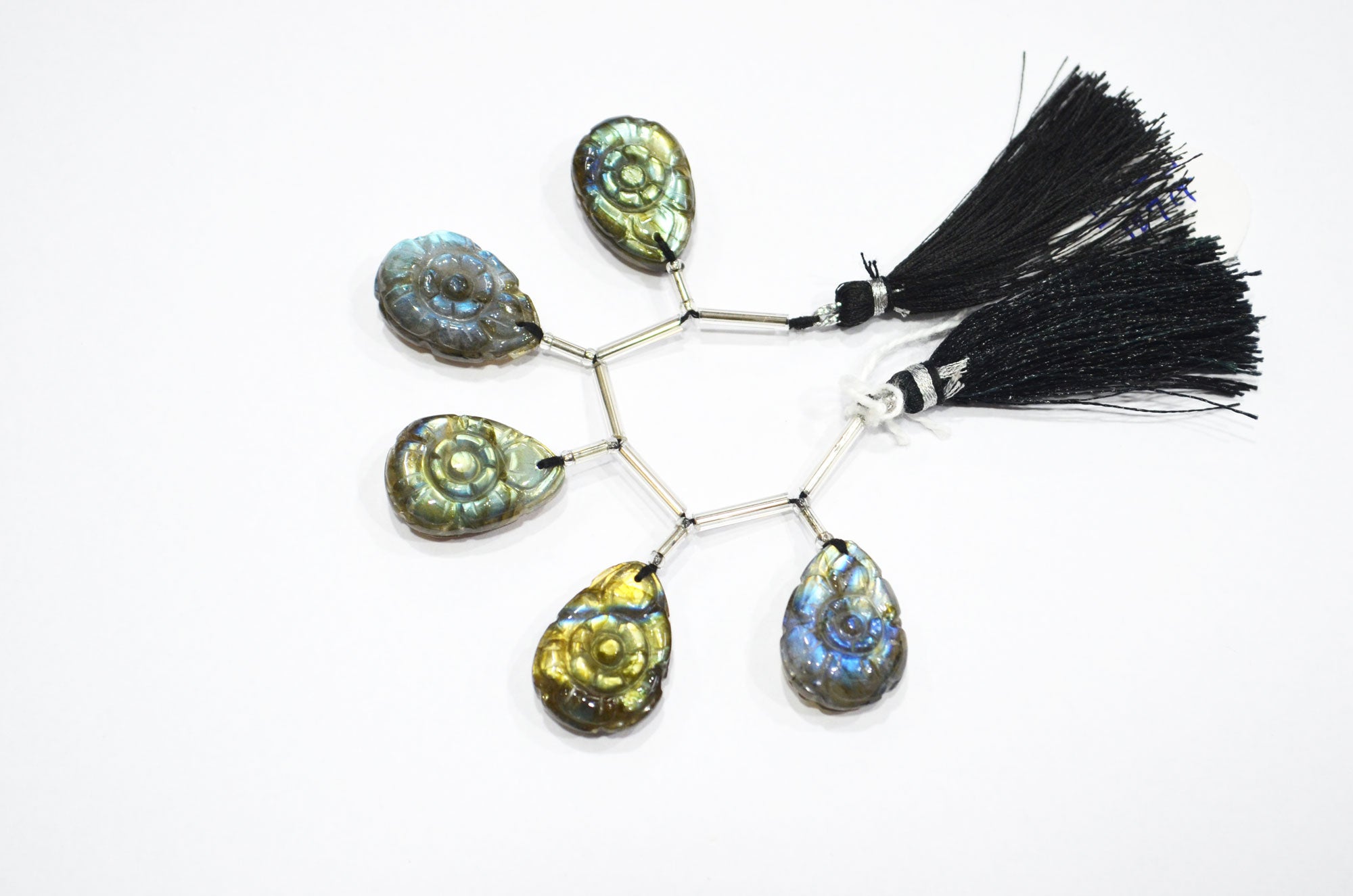 5 Pieces In A Strand Labradorite Carved Pear Shape Beads , Sold By Strand , 16x21 - 18x25 mm , 32272