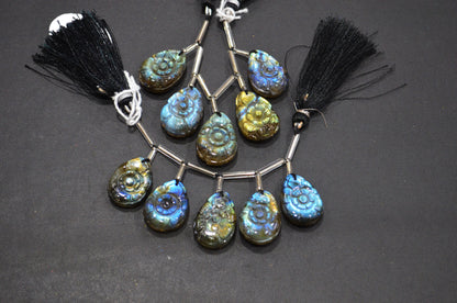 5 Pieces In A Strand Labradorite Carved Pear Shape Beads , Sold By Strand , 16x21 - 18x25 mm , 32272