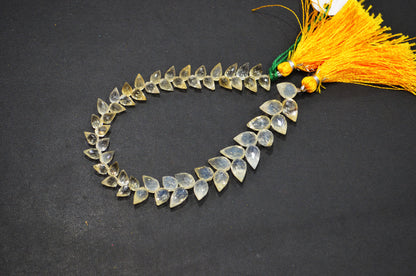 Natural Shaded Citrine Diagonal Drill Tear Drops Shape Beads , 8 Inches , 5x7 - 7x10 mm , 32275