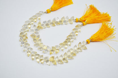 Natural Shaded Citrine Diagonal Drill Tear Drops Shape Beads , Sold By Strand , 8 Inches , 6.50x8.50 - 6.50x12 mm , 32281