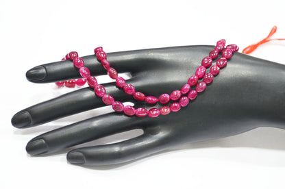 Dyed Ruby Oval Nuggets Shape Beads , 16 Inches , 5x6 - 6x7 mm , 32287
