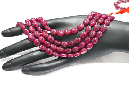 Dyed Ruby Oval Nuggets Shape Beads , Sold By Strand , 16 Inches , 7.50x8.50 - 7.50x10 mm , 32299