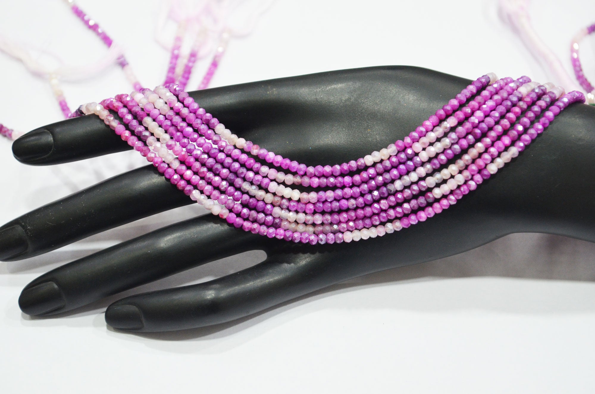 Shaded Pink And White Moonstone AB Silver Coated Faceted Rondelle Shape Beads , Sold By Strand , 12.50 Inches , 3 mm , 32311