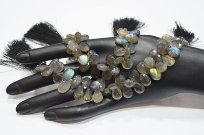 Labradorite Pear Shape Beads , Sold By Strand , 7 Inches , 8x11 - 9x13.50 mm , 32321