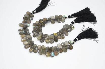 Labradorite Pear Shape Beads , Sold By Strand , 7 Inches , 8x11 - 9x13.50 mm , 32321