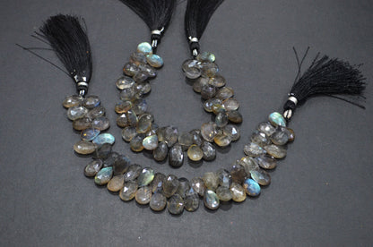 Labradorite Pear Shape Beads , Sold By Strand , 7 Inches , 8x11 - 9x13.50 mm , 32321