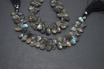 Labradorite Pear Shape Beads , Sold By Strand , 7 Inches , 8x11 - 9x13.50 mm , 32321