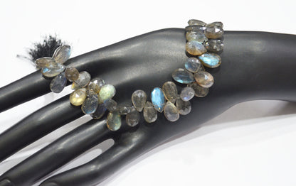 Labradorite Pear Shape Beads , Sold By Strand , 7 Inches , 7.50x11 - 8x12 mm , 32323