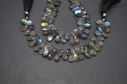 Labradorite Pear Shape Beads , Sold By Strand , 7 Inches , 7.50x11 - 8x12 mm , 32323