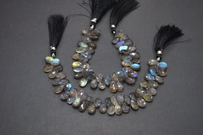 Labradorite Pear Shape Beads , Sold By Strand , 7 Inches , 7.50x11 - 8x12 mm , 32323