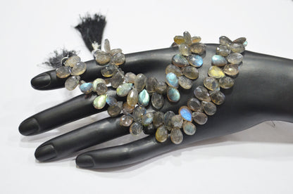 Labradorite Pear Shape Beads , Sold By Strand , 7 Inches , 7x9 - 7x12 mm , 32325