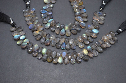 Labradorite Pear Shape Beads , Sold By Strand , 7 Inches , 7x9 - 7x12 mm , 32325