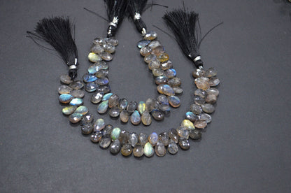 Labradorite Pear Shape Beads , Sold By Strand , 7 Inches , 7x9 - 7x12 mm , 32325