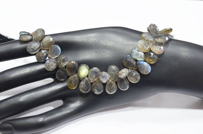 Labradorite Pear Shape Beads , Sold By Strand , 7 Inches , 7x10 - 8x11 mm , 32327