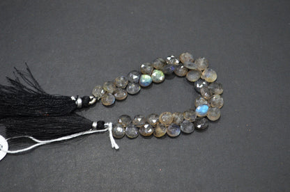 Labradorite Heart Shape Beads , 6 Inches , 8x8 - 9x9 mm , 32329