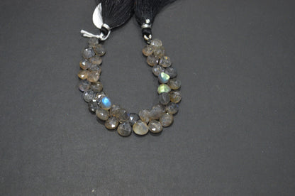 Labradorite Heart Shape Beads , 6 Inches , 8x8 - 9x9 mm , 32329