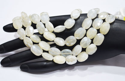 Mystic White Moonstone Oval Shape Beads , Sold By Strand , 16 Inches , 10.50x13 - 11x15 mm , 32334