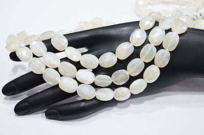 Mystic White Moonstone Oval Shape Beads , Sold By Strand , 16 Inches , 11x13 - 11x15 mm , 32335