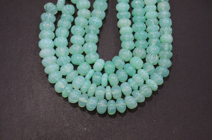 Chrysoprase Chalcedony Carved Melon Shape Beads , Sold By Strand , 9 - 10 mm , 16 Inches , 32344
