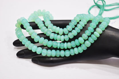 Chrysoprase Chalcedony Carved Melon Shape Beads , Sold By Strand , 9 - 10 mm , 16 Inches , 32344