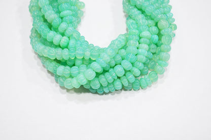 Chrysoprase Chalcedony Carved Melon Shape Beads , Sold By Strand , 7.50 - 8 mm , 16 Inches , 32347