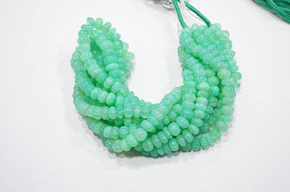 Chrysoprase Chalcedony Carved Melon Shape Beads , Sold By Strand , 7.50 - 8 mm , 16 Inches , 32347