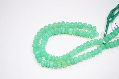 Chrysoprase Chalcedony Carved Melon Shape Beads , Sold By Strand , 8 - 8.50 mm , 16 Inches , 32350