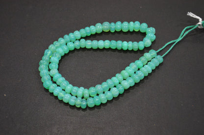 Chrysoprase Chalcedony Carved Melon Shape Beads , 6.50 - 7.50 mm , 16 Inches , 32355
