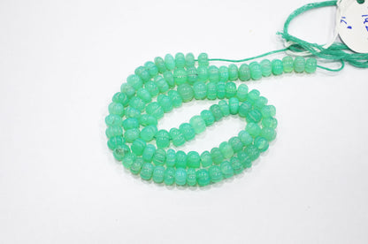 Chrysoprase Chalcedony Carved Melon Shape Beads , 6.50 - 7.50 mm , 16 Inches , 32355