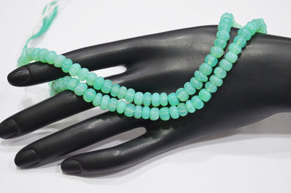 Chrysoprase Chalcedony Carved Melon Shape Beads , 6.50 - 7.50 mm , 16 Inches , 32355