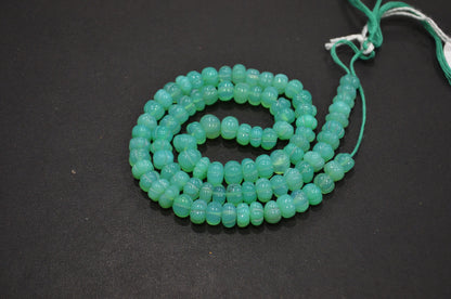 Chrysoprase Chalcedony Carved Melon Shape Beads , 6.50 - 7.50 mm , 16 Inches , 32355