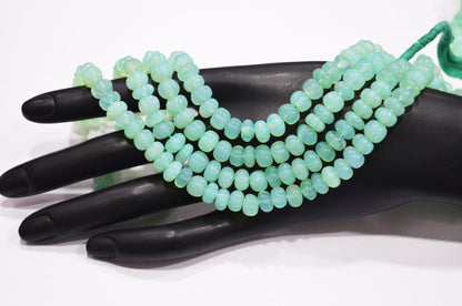 Chrysoprase Chalcedony Carved Melon Shape Beads , Sold By Strand , 7.50 mm , 16 Inches , 32356