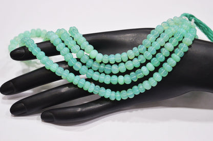 Chrysoprase Chalcedony Carved Melon Shape Beads , Sold By Strand , 6.50 - 7.50 mm , 16 Inches , 32357