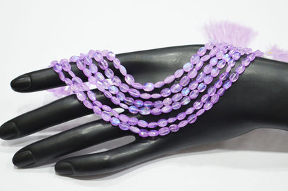 Mystic Lavender Coated Rainbow Moonstone Oval Shape Beads , Sold By Strand , 16 Inches , 4x5 - 4.50x7 mm , 32362