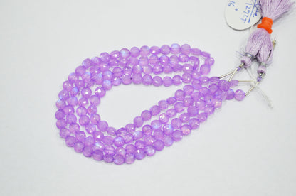 Mystic Lavender Coated Rainbow Moonstone Coin Shape Beads , Sold By Strand , 16 Inches , 5.50 - 6 mm , 32373
