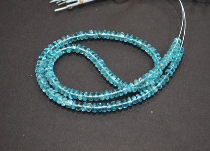 Sky Apatite Smooth Rondelle Shape Beads , Sold By Strand , 13 Inches , 3.25 - 4.25 mm , 32396