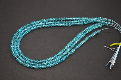 Sky Apatite Smooth Rondelle Shape Beads , Sold By Strand , 13 Inches , 3.25 - 4.25 mm , 32396