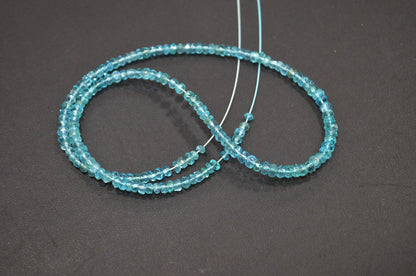 Sky Apatite Faceted Rondelle Shape Beads , 13 Inches , 3.50 - 4 mm , 32406
