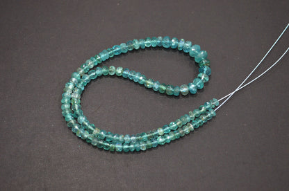Sky Apatite Faceted Rondelle Shape Beads , 13 Inches , 4 - 7 mm , 32408