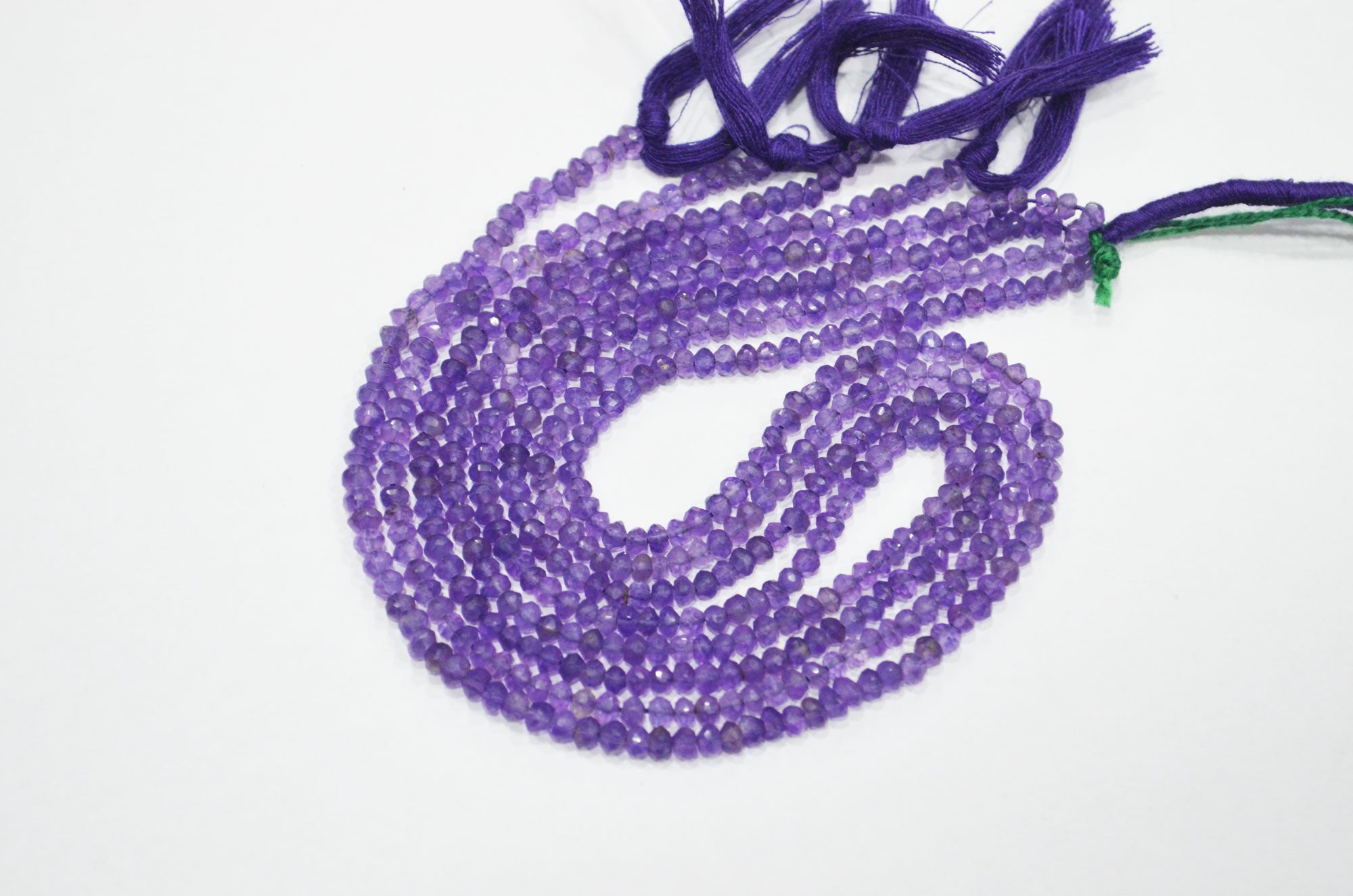 Pack Of 4 Strands Amethyst Faceted Rondelle Shape Beads , 13 Inches , 3.75 mm , 32411