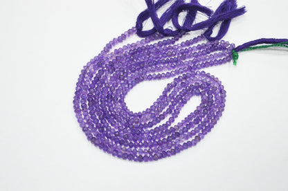 Pack Of 4 Strands Amethyst Faceted Rondelle Shape Beads , 13 Inches , 3.75 mm , 32411