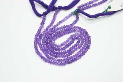 Pack Of 4 Strands Amethyst Faceted Rondelle Shape Beads , 13 Inches , 3.75 mm , 32411