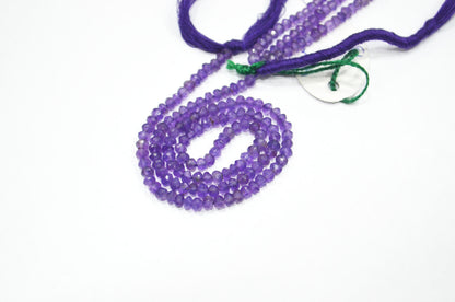 Pack Of 4 Strands Amethyst Faceted Rondelle Shape Beads , 13 Inches , 3.75 mm , 32411