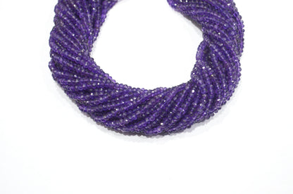 Amethyst Faceted Rondelle Shape Beads , Sold By Strand , 13 Inches , 4 mm , 32416