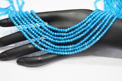 Swiss Blue Topaz Mystic Colored Coated Round Shape Beads , 16 - 18 Inches , 4 mm , 32418