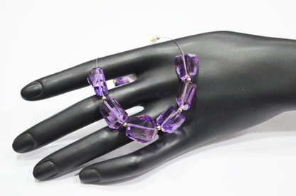 7 Pieces In A Strand Amethyst Laser Cut Nuggets Shape Beads , 12x13 - 14x16.50 mm , 32425